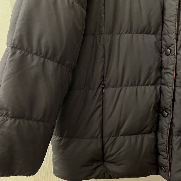 Lands End Goose Down Jacket Reversible Black & Red Puffer Women Sz L 14-16 - Picture 13 of 14